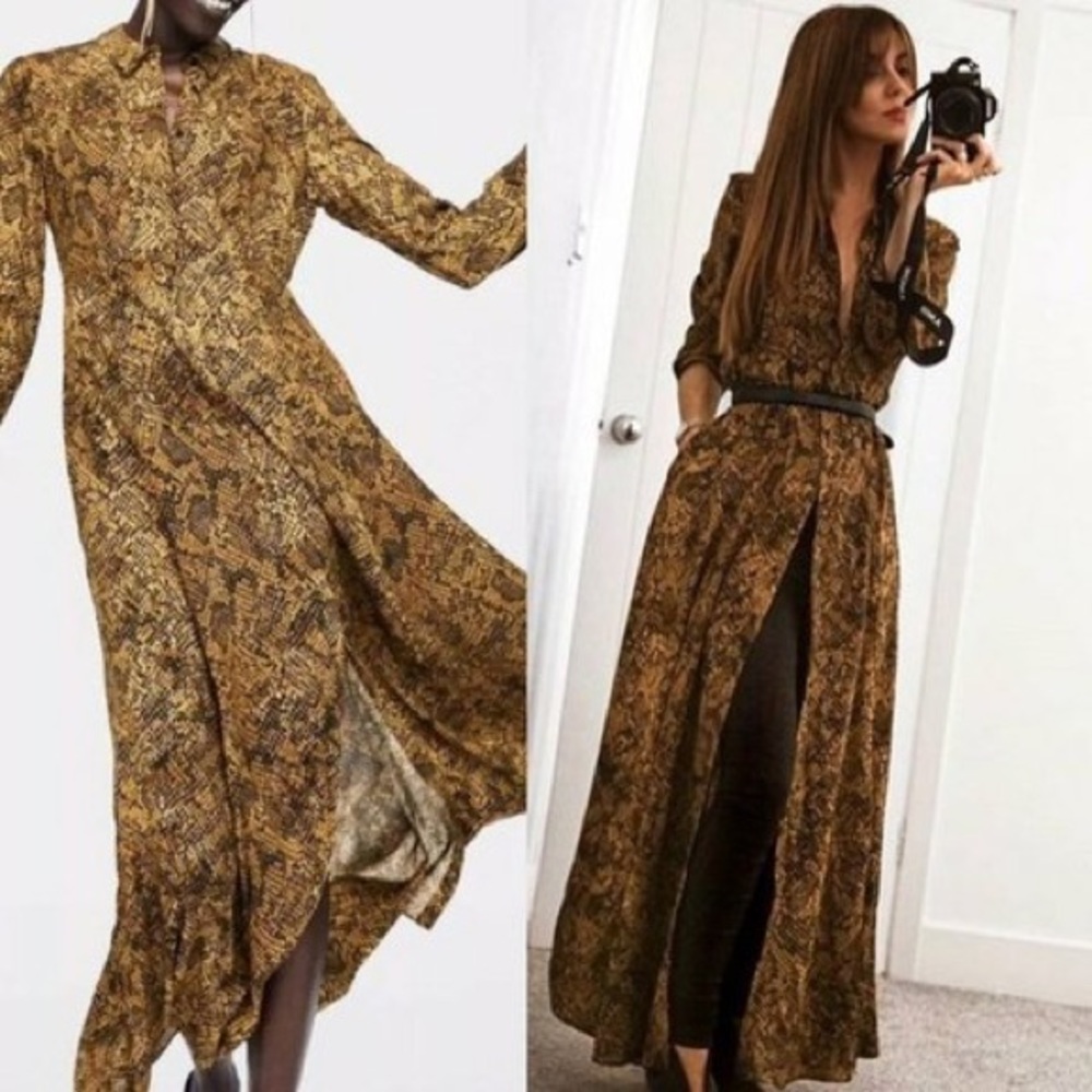 ZARA SNAKE PYTHON SHIRT DRESS